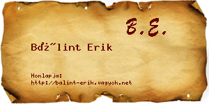 Bálint Erik névjegykártya